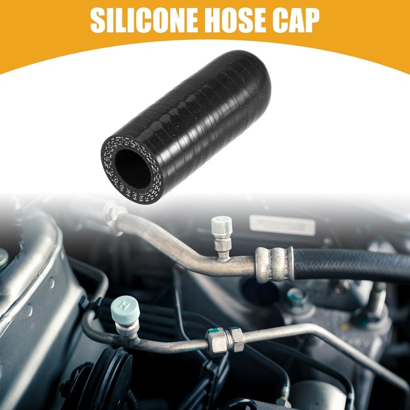 Partuto 1Pc 14mm 0.55" ID Universal Silicone Coolant Cap Intake Vacuum Hose End Plug - Car for Coolant Heater Bypass Vacuum Water Port - Silicone Black - Image 2